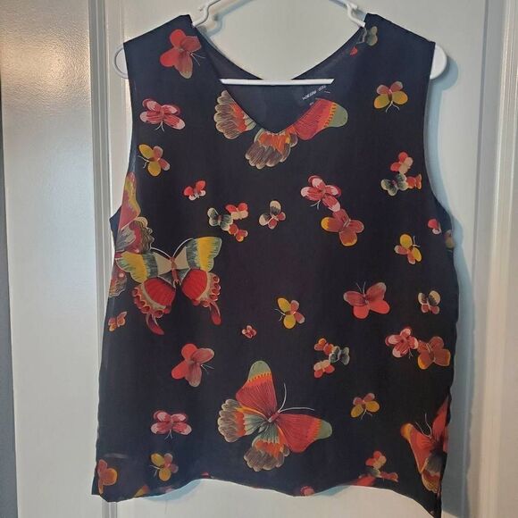 Morgan Cole Butterfly Silk Blouse Tank top  Medium - Picture 7 of 7